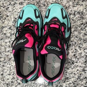Nike Air Max Black, Pink, and Teal Sneakers
